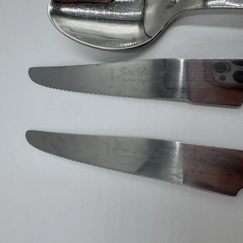 Jean Dubost Yellow Flatware 8 Pc Lot Stainless France Knives Spoons
